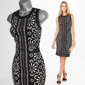 Rimini Black Floral Cutout Midi Sheath Dress